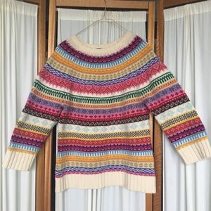 GAP striped lambs wool sweater 3/4 sleeve L